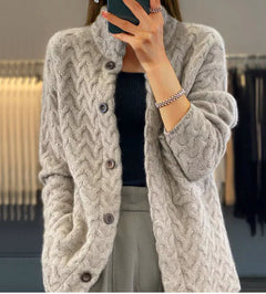 Solid Color Long Sleeve Sweater Coat (One Piece)