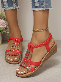 2023 Summer Flat Rhinestone Open-Toe Sandals for Women