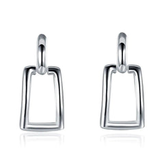 New Long Square Geometric Earrings in Silver