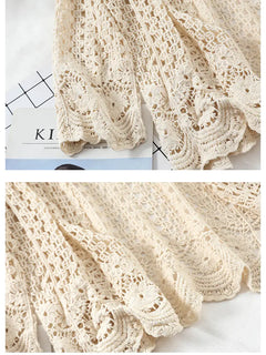 Open Lace Cardigan with Floral Hollow Stitch Design