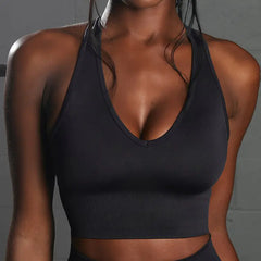 Seamless Knit Sports Bra and High-Waist Yoga Set