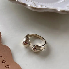 18K Gold-Plated Brass Adjustable Open Ring for Women