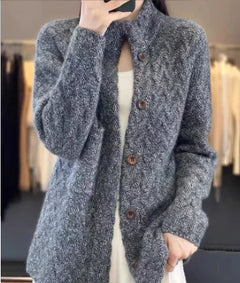 Solid Color Long Sleeve Sweater Coat (One Piece)