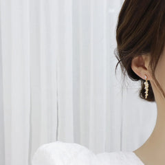 14K Gold Plated Leaf Design Zirconia Earrings